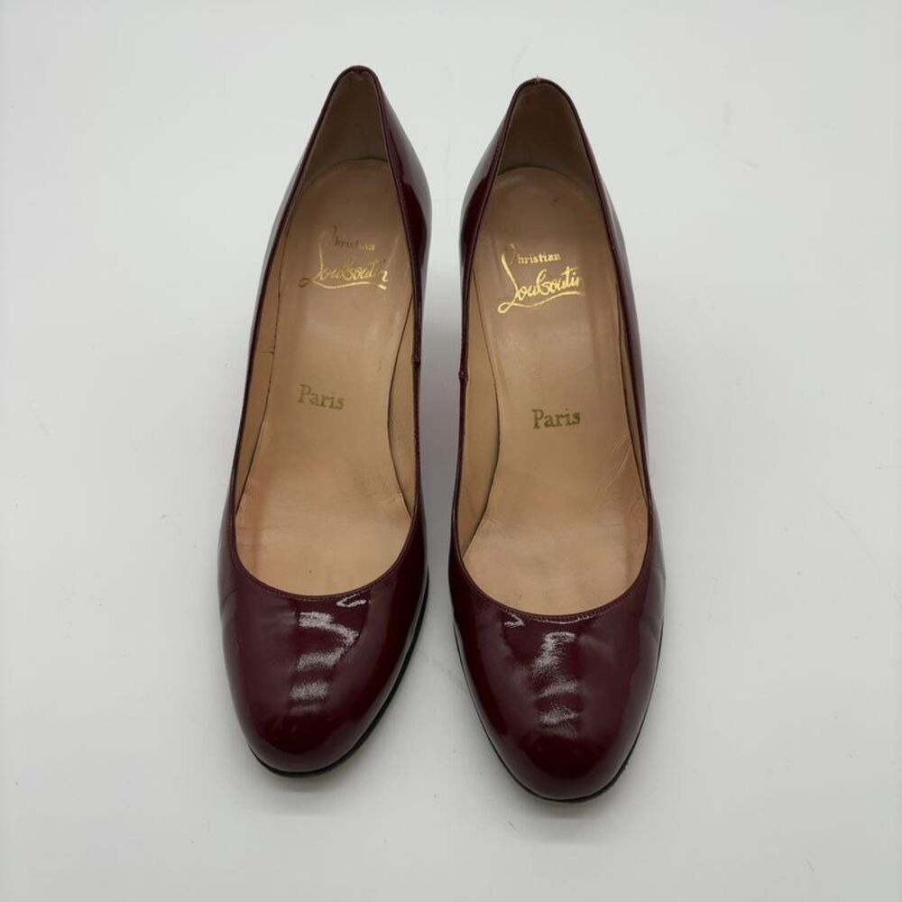 Christian Louboutin Burgundy Patent Leather Simple Pumps